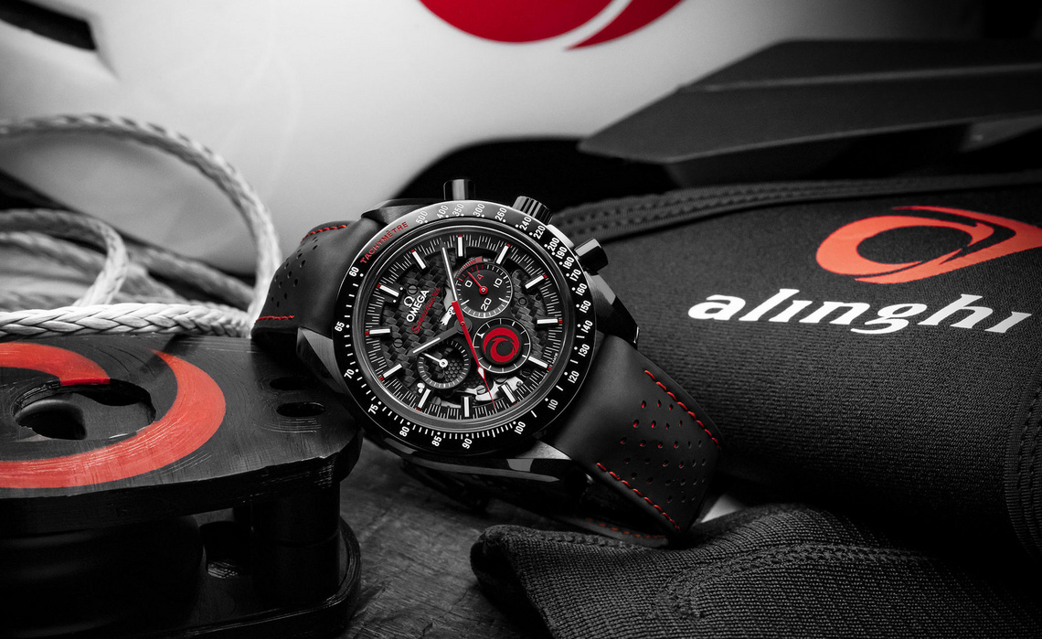 Seaworthy The New Omega Speedmaster Dark Side Of The Moon Alinghi Rocks The Boat Watchonista