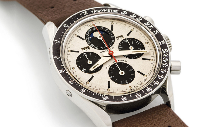 Lot 364 Universal Genève TriCompax with panda dial