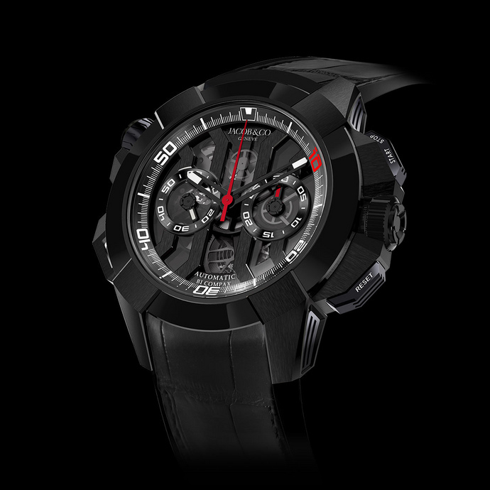 JACOB & CO. クロノグラフ ブラック腕時計 Jacob & Co. Epic X Chrono Luis Figo Limited Edition Black Titanium