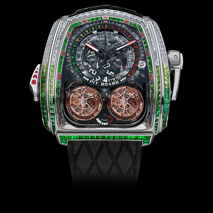 Jacob & Co. Twin Turbo Furious White Diamonds & Green Sapphires