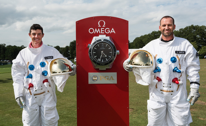 OMEGA Ambassadors Rory McIlroy and Sergio Garcia Become Astronauts for the Day at the 2017 PGA Championship Omega