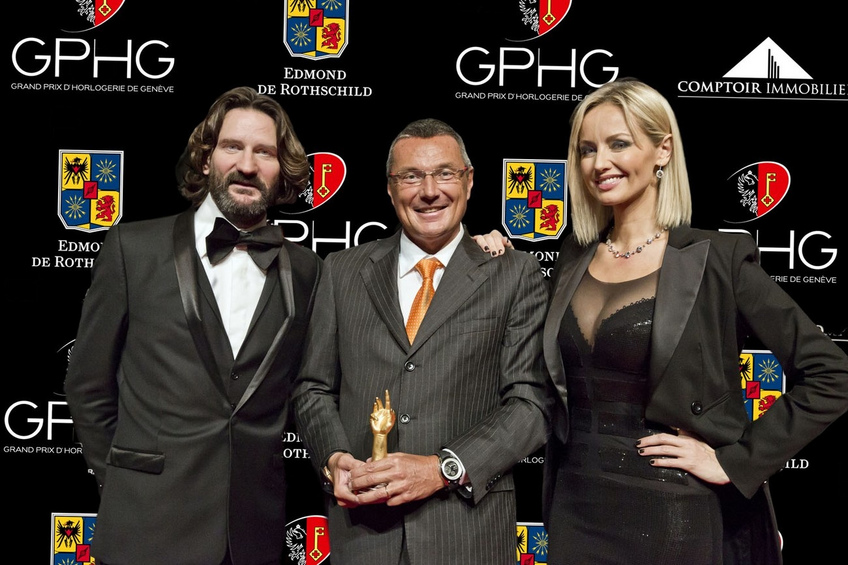 GPHG - F. Beigbeder, J-C. Babin (TAG Heuer) and A. Karembeu