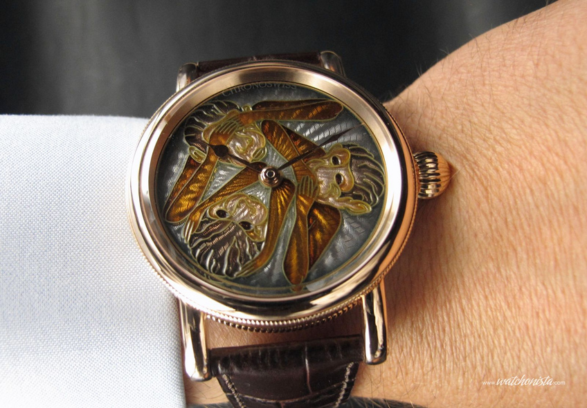 Chronoswiss The Three Apes Only Watch 2013 on the wrist