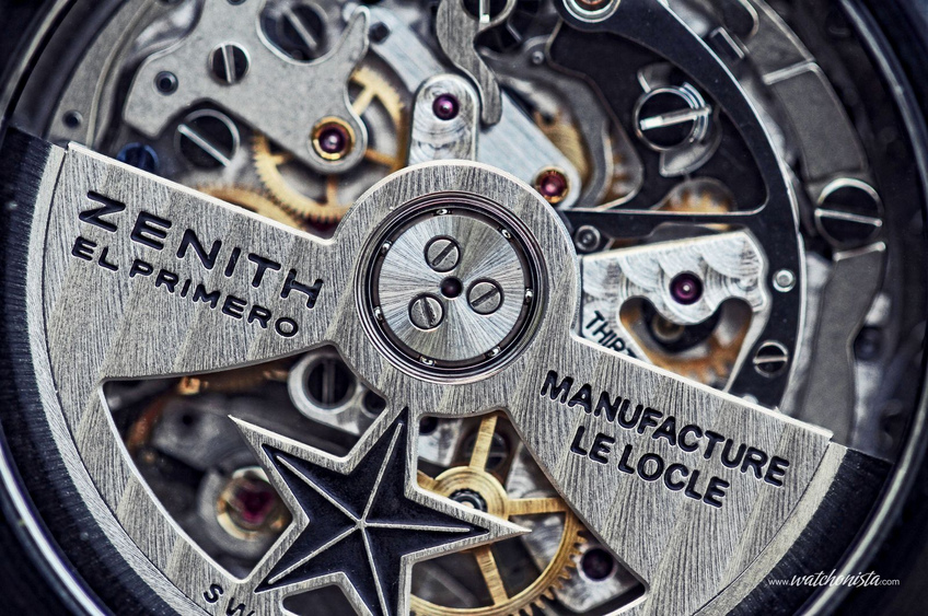 Zoom on the movement of the Zenith El Primero Stratos Flyback Rainbow