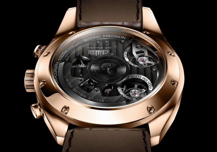 The TAG Heuer Carrera Mikrograph 1/100 second caseback The TAG Heuer Carrera Mikrograph 1/100 second caseback