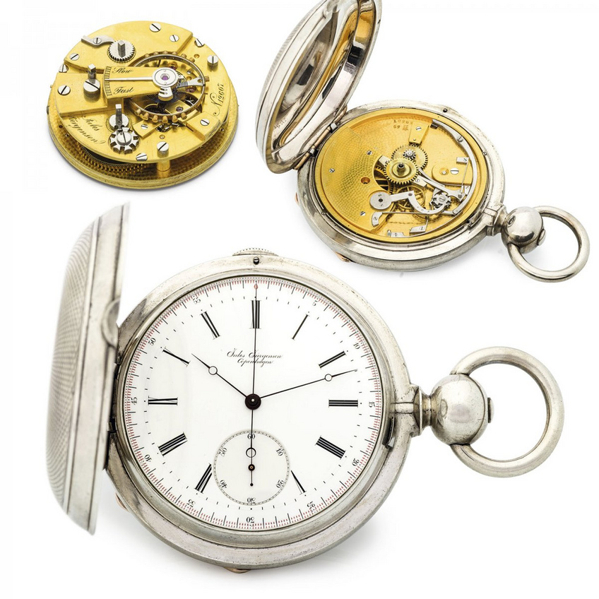 Lot 222 Jules Jurgensen deck chronometer chronograph SILVER Jules Jurgensen silver deck Chronometer Lot 222 Jules Jurgensen deck chronometer chronograph SILVER Jules Jurgensen silver deck Chronometer