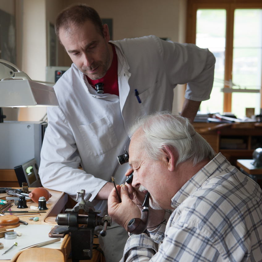 Michel Boulanger with Phili Dufour controlling a pinion
