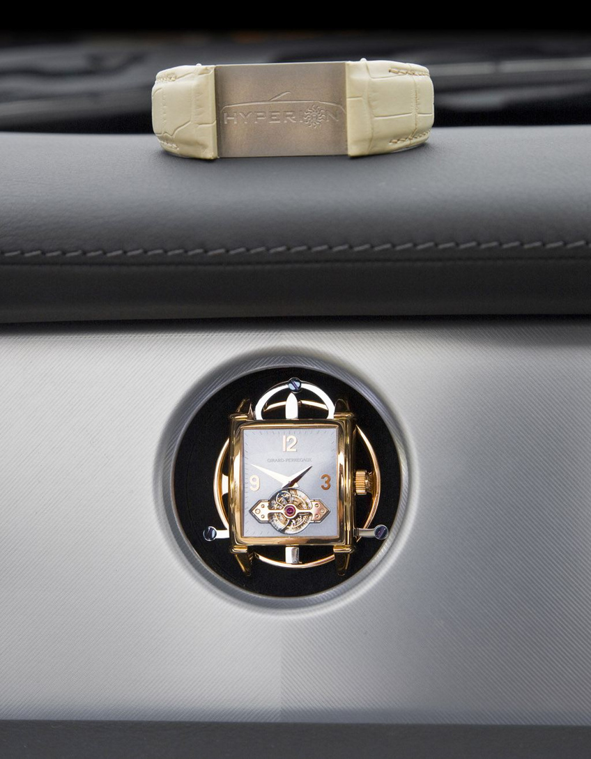 Girard Perregaux Vintage 1945 Tourbillon on the Rolly Royce Hyperion dashboard Girard Perregaux Vintage 1945 Tourbillon on the Rolly Royce Hyperion dashboard