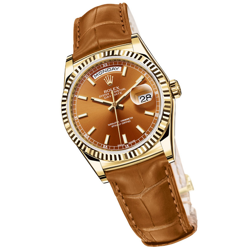 Rolex Day-Date White Gold Cognac Dial