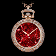 Jacob &amp; Co. Brilliant Watch Pendant Northern Lights Pavé Red Mineral Crystal Dia