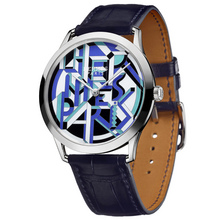 Slim d Hermes Perspective Cavaliere blue toned dial indigo alligator