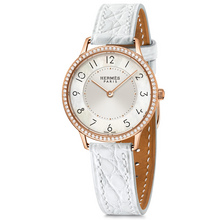 Slim 32mm rose gold with diamonds cloud white alligator Calitho