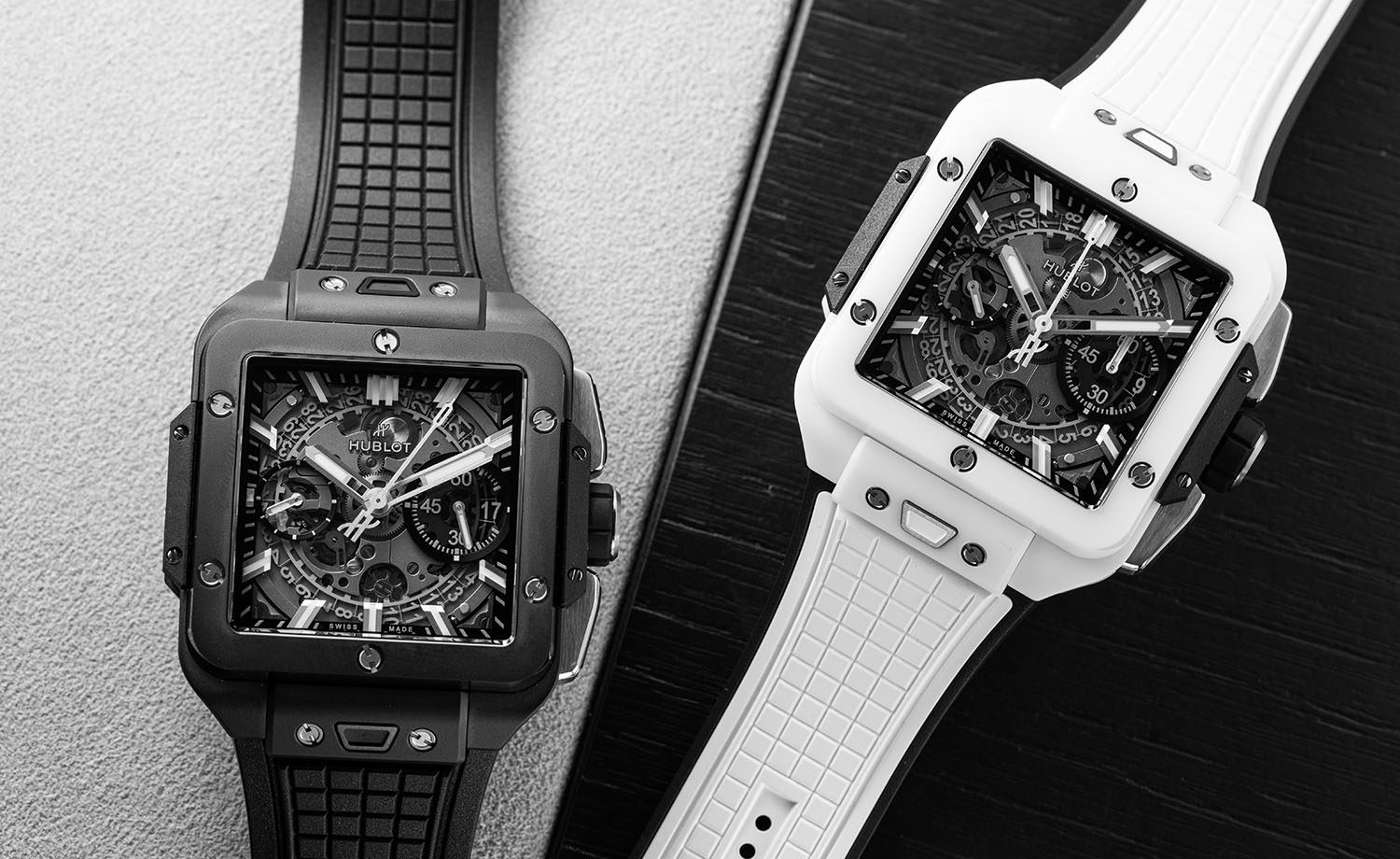 Hublot Square Bang Ceramic Watches In Black And White For 2023