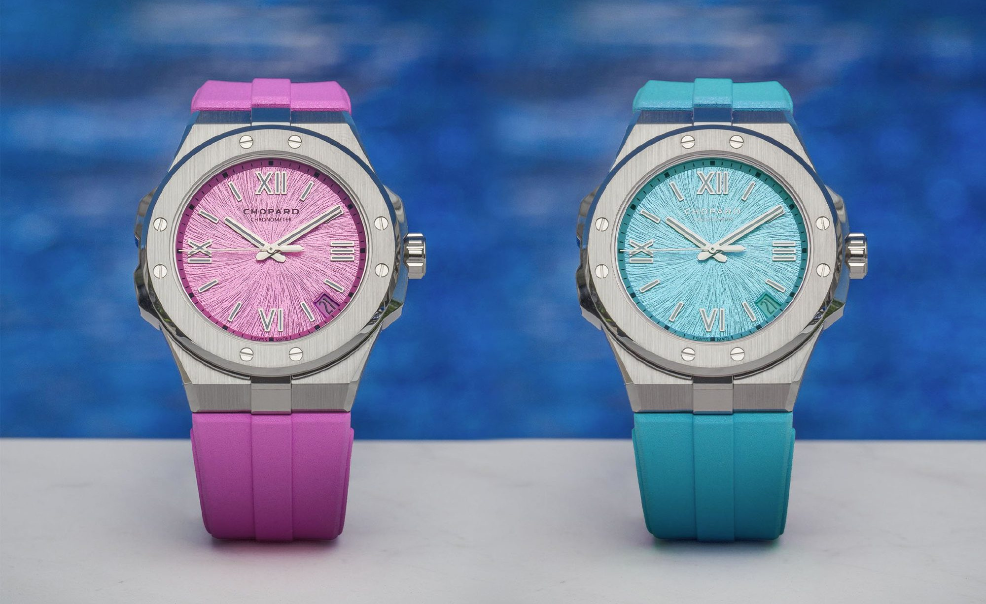 No.0334 シュライナー　 ピンク＆アクアブルー　ブローチ chopard-alpine-eagle-41-beach-