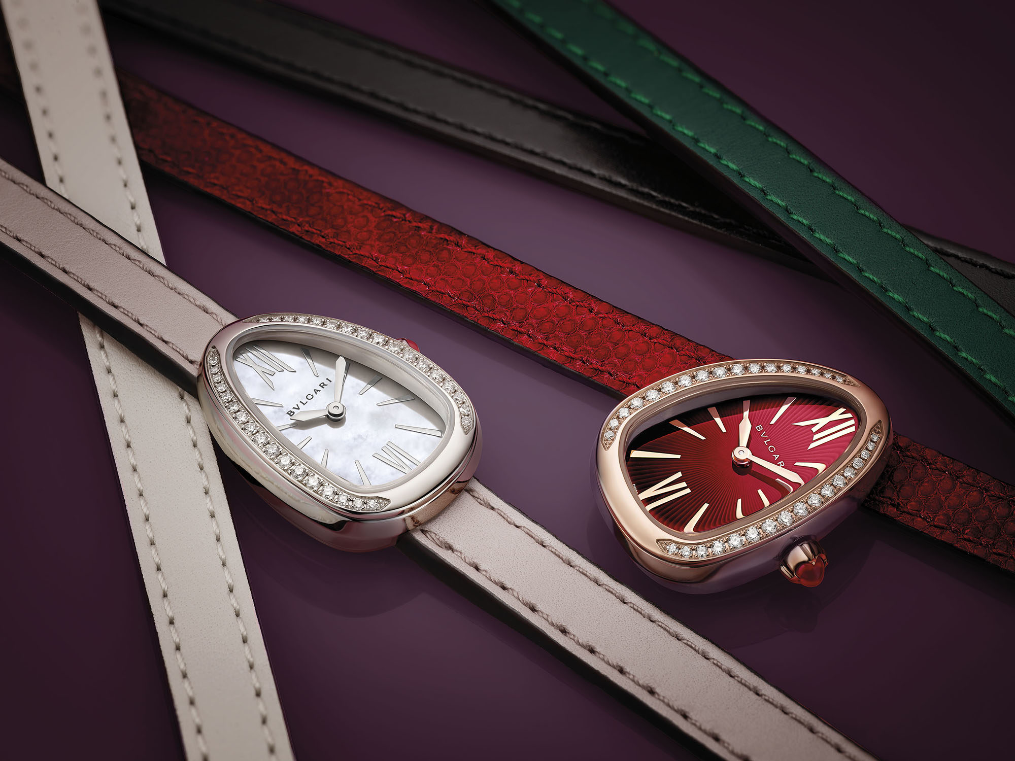 bvlgari snake leather watch