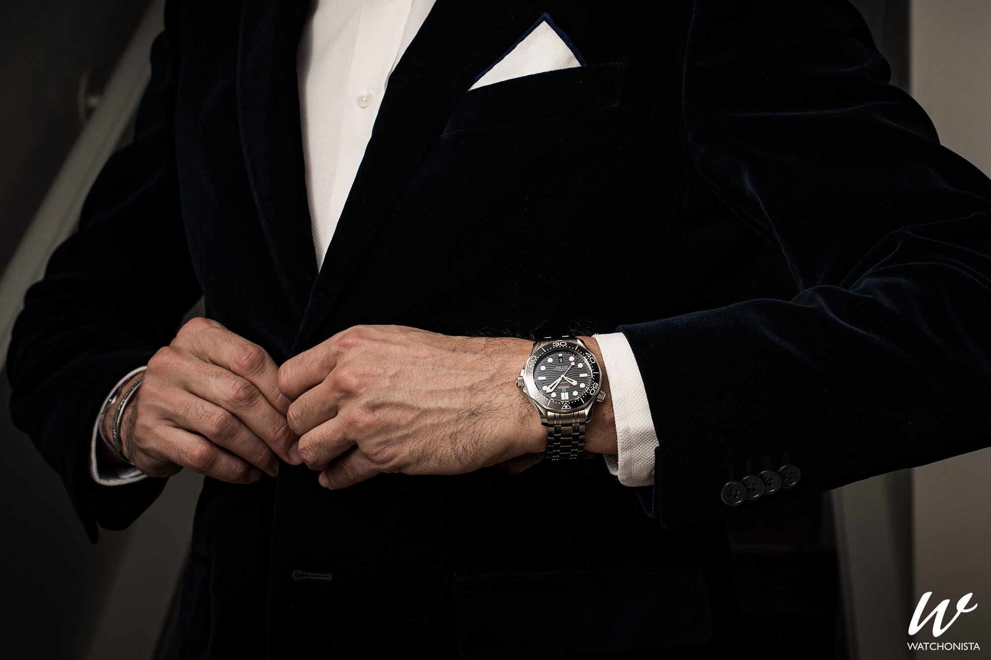 omega speedmaster with a suit