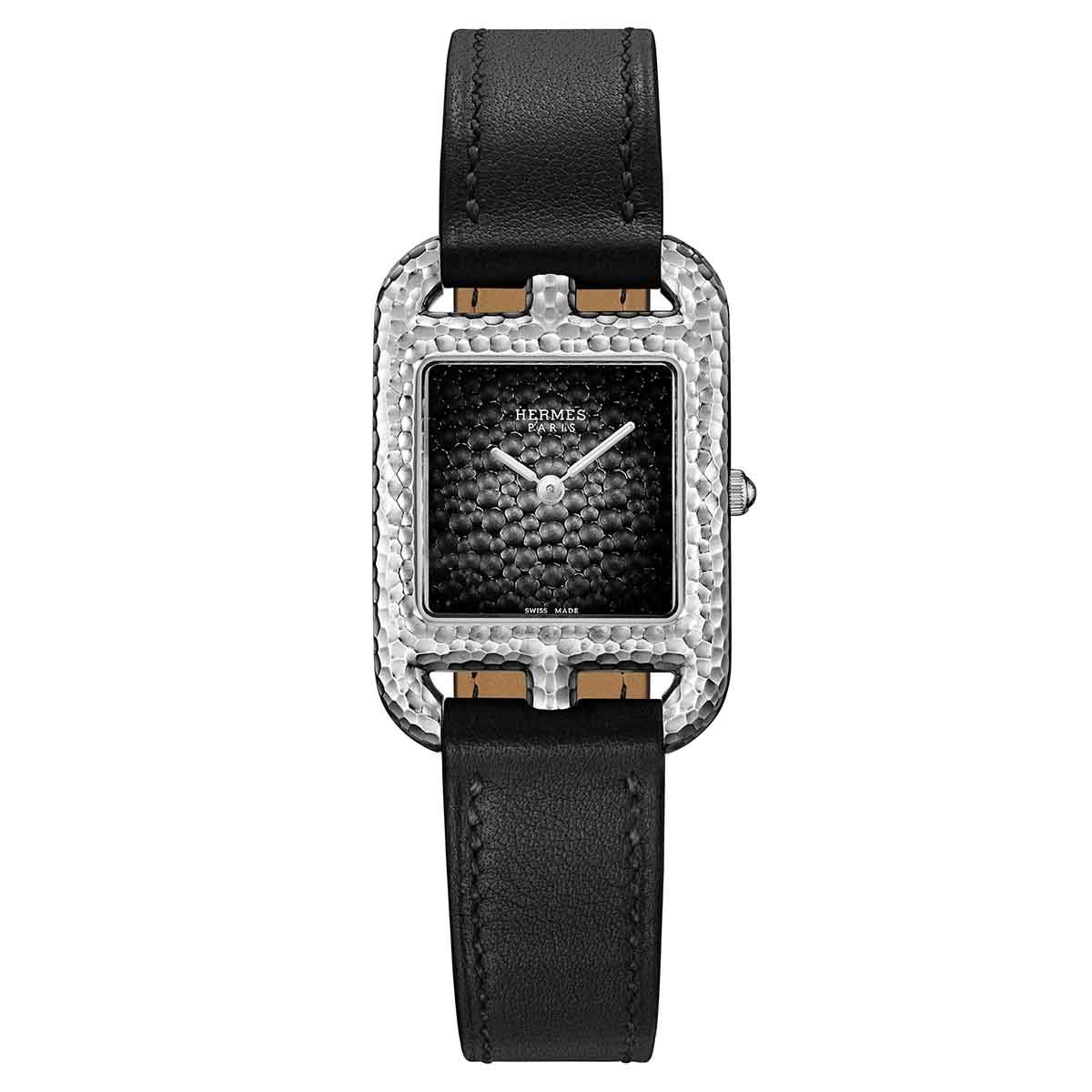 Hermes Diamond Cape Cod Onyx Crocodile Watch Bracelet GM Double