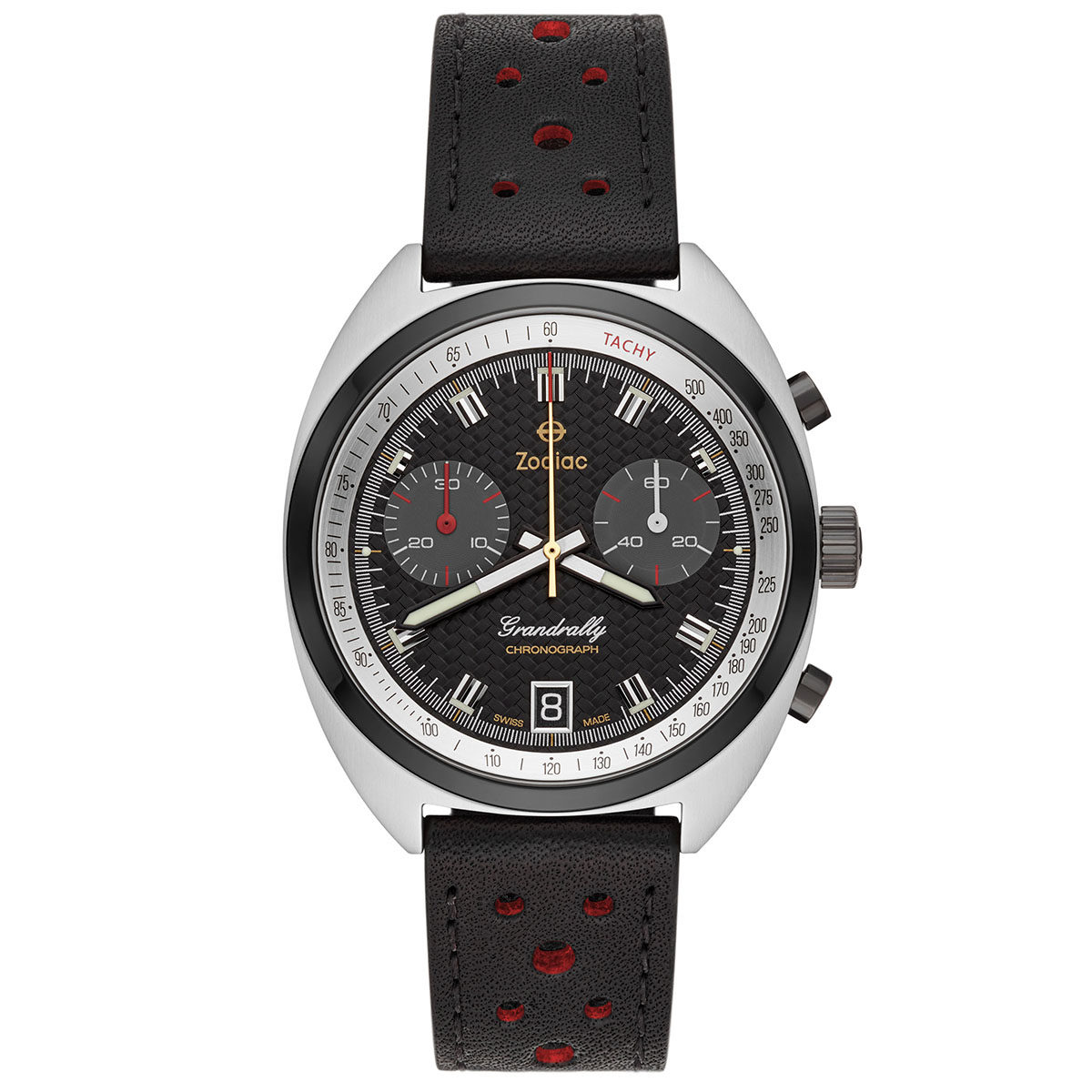 Zodiac Grandrally Quartz Stainless Black Leather | Watchonista