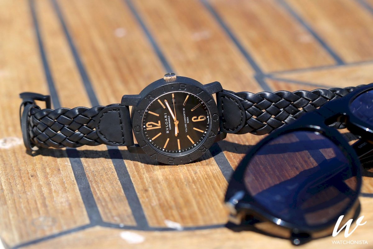 bvlgari carbon gold watch strap
