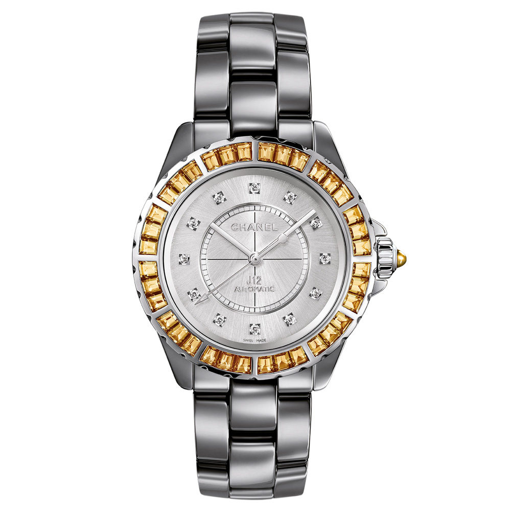 J12 Chromatic Baguette-Cut Cognac Sapphires 38 mm | Watchonista