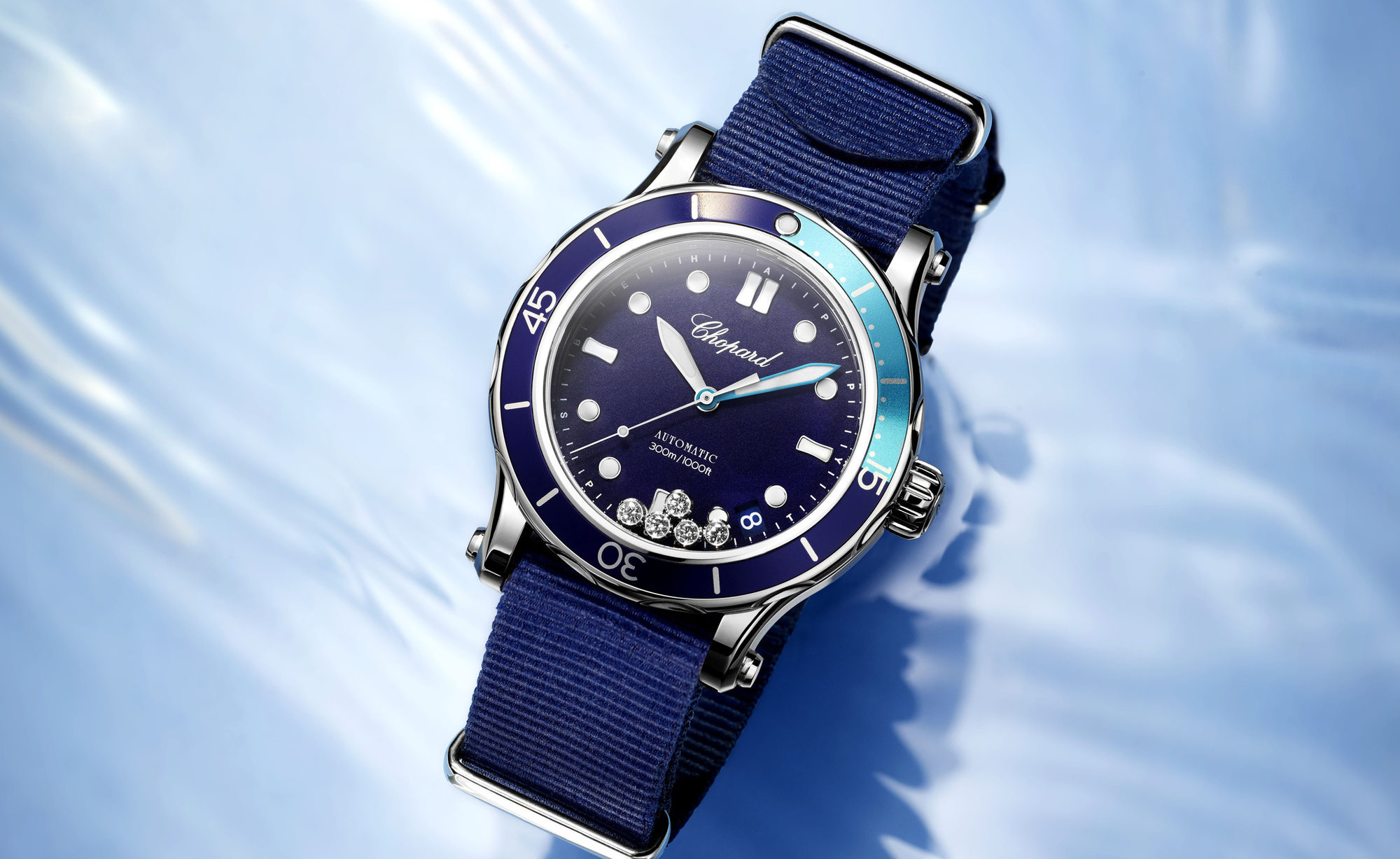 Happy sport. Chopard Happy Ocean. Chopard Happy Ocean режим подзавода часов.