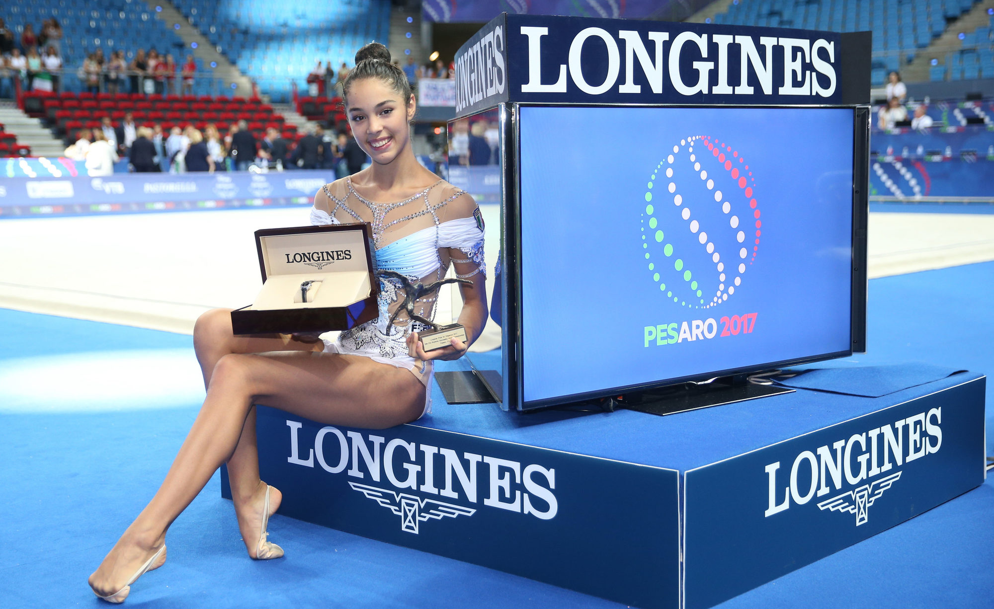Italy’s Alexandra Agiurgiuculese presented with the Longines Prize for